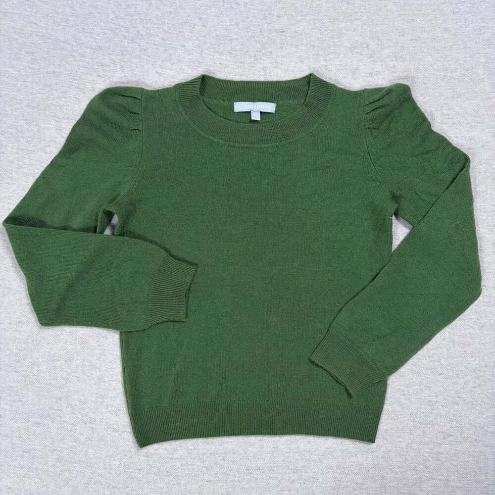 Antonio Melani Puff Sleeve Sweater Size XS Green Knit Pullover Crewneck